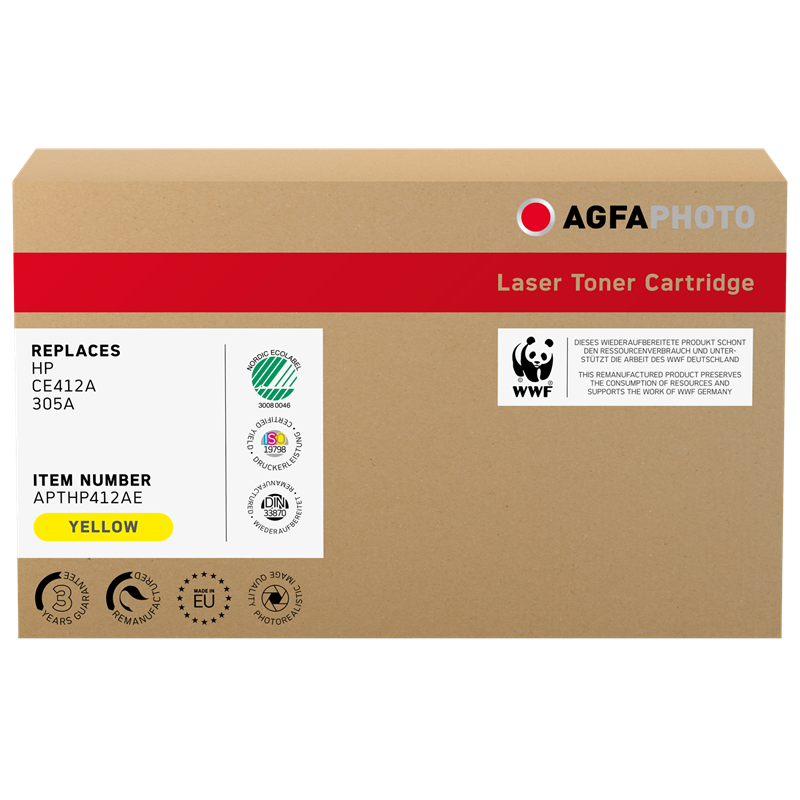 Agfa AgfaPhoto Yellow compatible toner cartridge for LaserJet Pro 300 APTHP412AE 