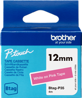 Brother Btag-P35 tape white on pink