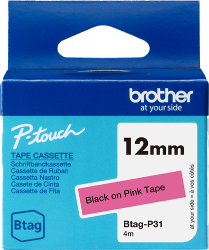 Brother Btag-P31 tape black on pink