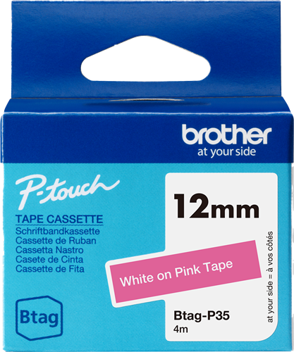 Brother Btag-P35 tape white on pink
