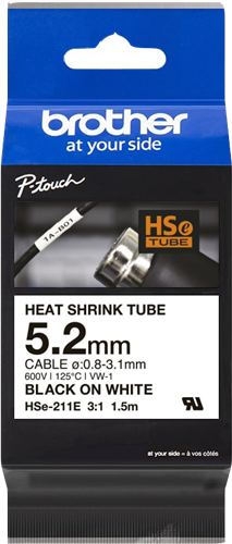 Brother HSe-211E tape black on white