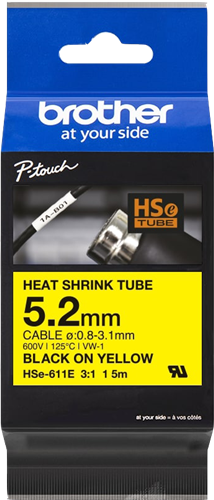 Brother HSe-611E tape black on yellow