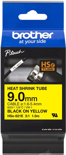 Brother HSe-621E tape black on yellow