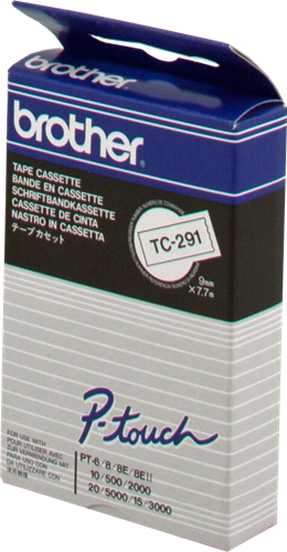 Brother TC-291 tape black on white