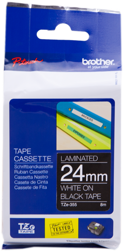 Brother TZe-355 tape white on black