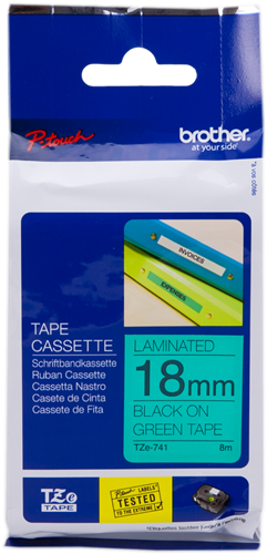 Brother TZe-741 tape black on green