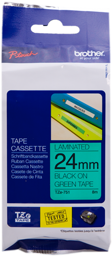 Brother TZe-751 tape black on green