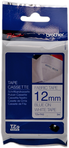 Brother TZe-FA3 tape blue on white