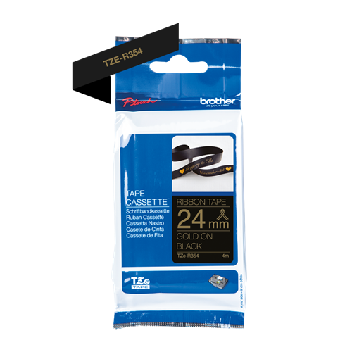 Brother TZe-R354 tape gold on black