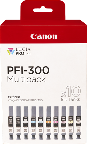 Canon PFI-300 10 Tintentanks multipack Black (matt) / Black (photo) / cyan / magenta / yellow / cyan / magenta / Red / Gray / clear