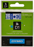 DYMO tape blue on white