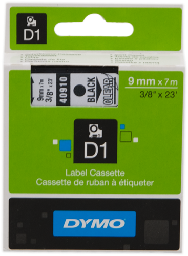 DYMO tape black on transparent