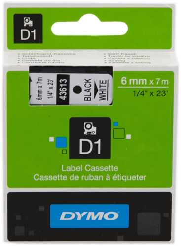 DYMO tape black on white