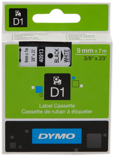 DYMO tape black on white