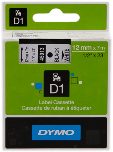 DYMO tape black on white