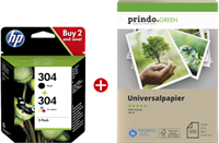 HP 304 black / more colours value pack + Prindo Green Recyclingpapier 500 Blatt