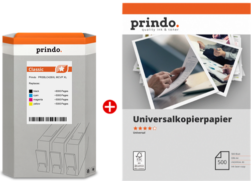 Prindo Classic XL black / cyan / magenta / yellow / White value pack