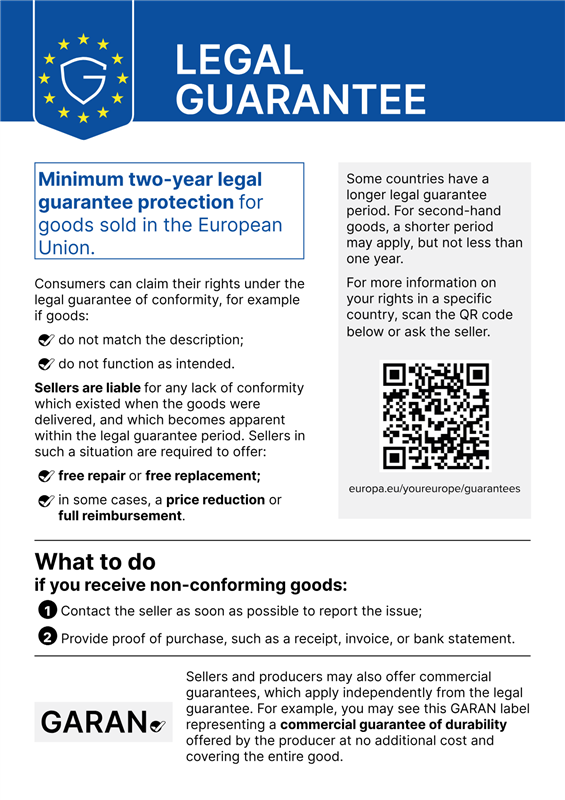 EU legal guarantee: minimum two years
